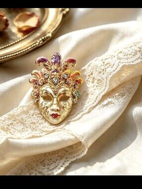 Beautiful Mask Brooch NEW